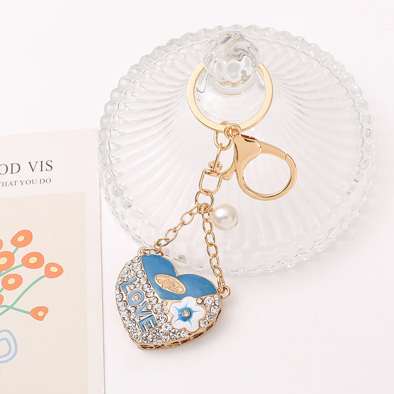 Wholesale Diamond Inlaid Love Car Metal Keychains